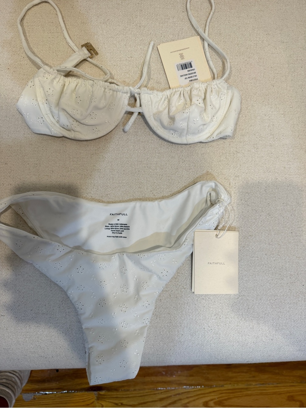 Faithfull the Brand Cream Eyelet Bandeau Bikini Set - Picture 4 of 7